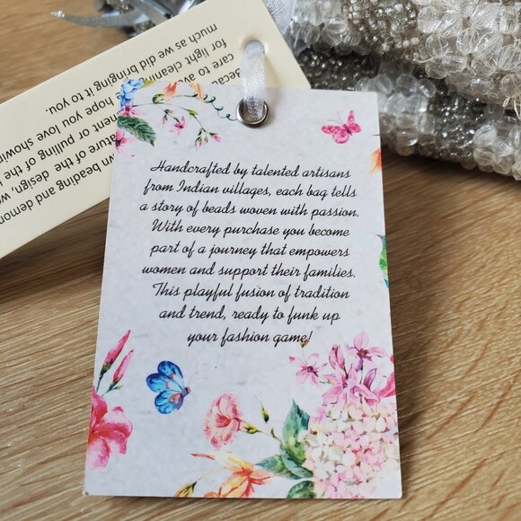 Handcrafted in India Beaded Bag TJMaxx Viral TikTok RARE White Silver Gray - Picture 13 of 16